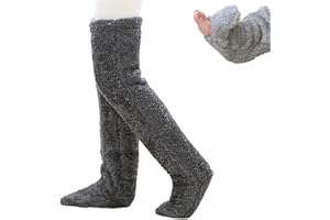 New Over Knee Fuzzy Socks for Men Women, Over Knee High Plush Slipper Winter Indoor Sleeping Fluffy Long Leg Warmers