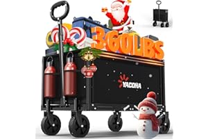 SEMOPRUS YACONA 3 in 1 Wagons Carts Foldable, 360LBS Lightweight Wagon with All Terrain Wheels, Collapsible Wagon Cart for Grocery, Camping, Beach, Garden & Sports