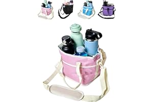 Family Size 4 Compartment Insulated Drink Carrier Bag Reusable 4 Cup Tumbler Caddy with Adjustable Strap Divider Multi Water 