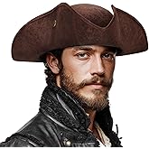 Ultrafun Pirate Hat for Women Men Colonial Tricorn Hat Halloween Pirate Costume Accessories