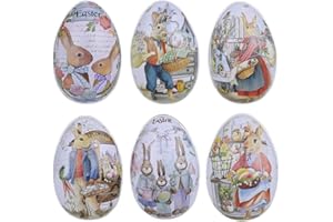 Crazy Night Assorted Metallic Easter Egg Container Different Design Wedding Supplies Painting Print Candy Packaging Box Tin Easter Day Eggs Random Color (6)