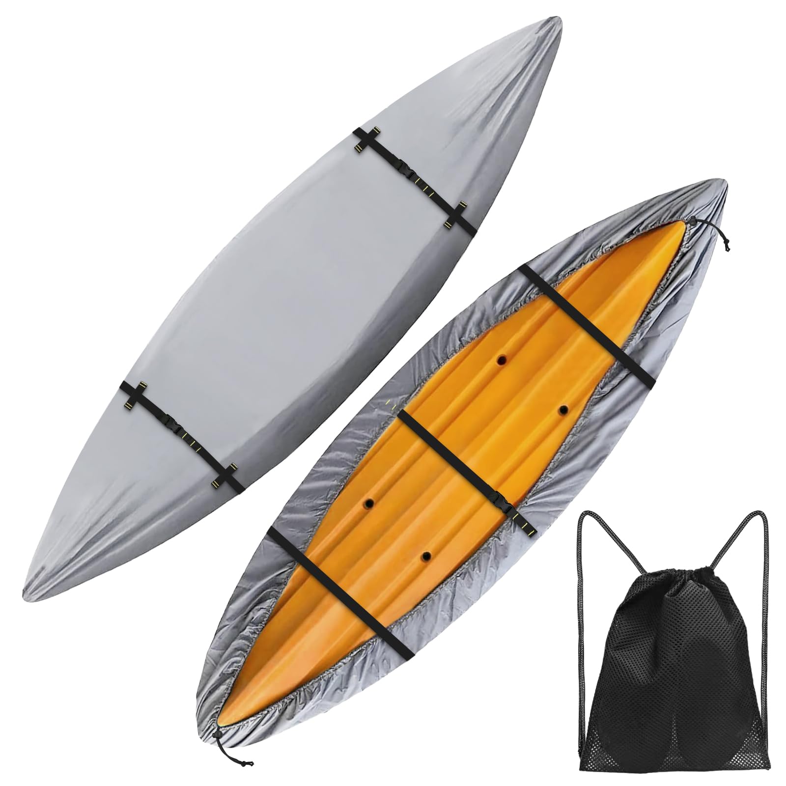 Photo 1 of Seapisode 600D Kayak Cover,Heavy Duty Tear Resistant Canoe Cover, Waterproof & UV-Proof Trailerable Kayak Covers for Outdoor and Indoor Storage(Fits 10.8-12ft Gray