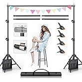 Backdrop Stand, 7.5x10 FT Adjustable Photography Background Stand Kit for Parties Photo Video Wedding