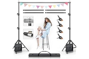 BEIYANG Backdrop Stand, 7.5 FT x 10 FT Adjustable Photography Background Support System Kit with Carrying Bag for Photo Video Studio