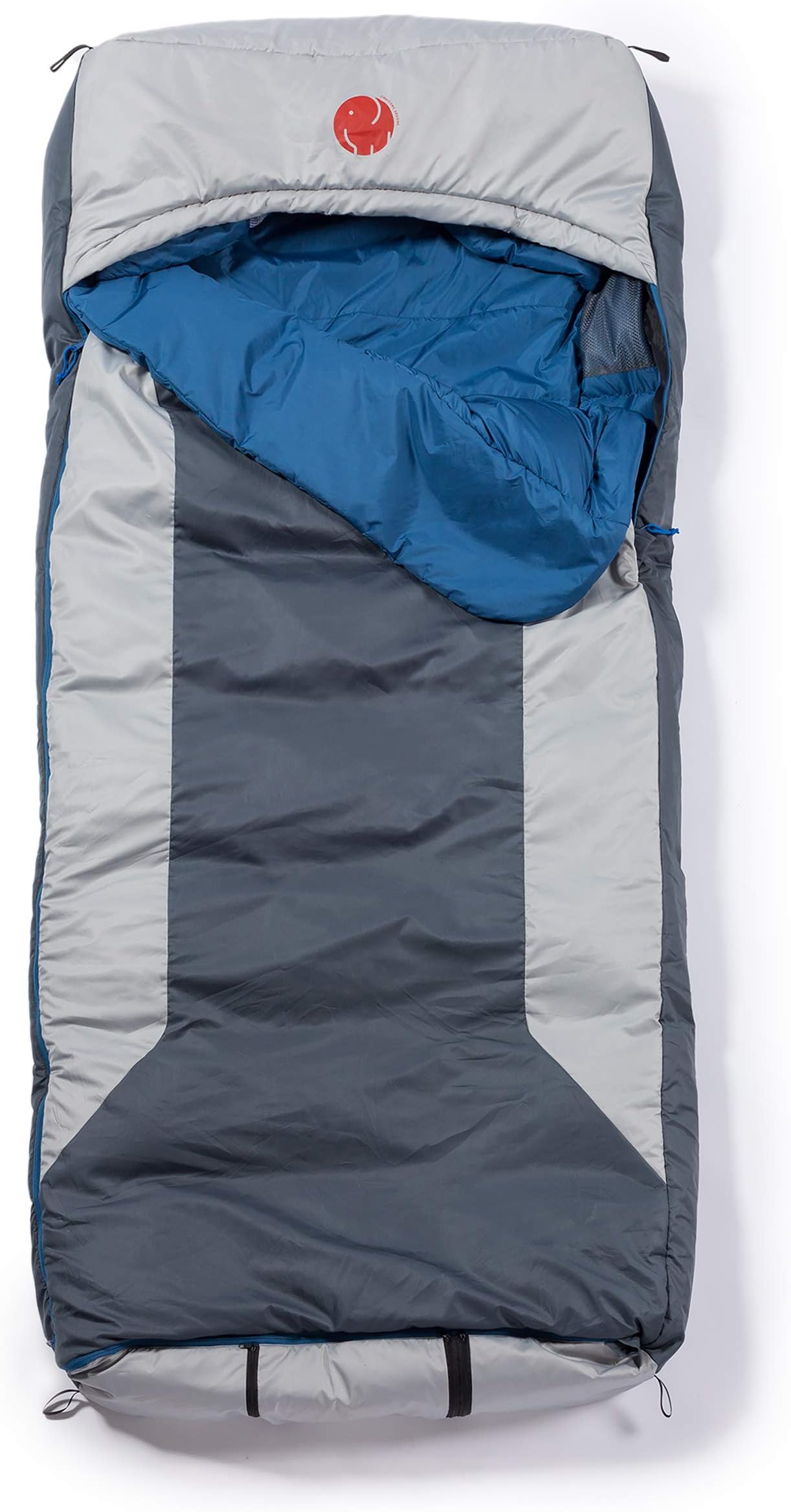 OmniCore Designs Multi Down Hooded Rectangular Sleeping Bag (-10F Blue / 10F Red / 30F Yellow) with 4pt. Compression Stuff Sack