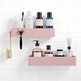 Kitsure 2 Pack Rustproof Shower Caddy Large 29.9cm 28.9cm Drill-Free Pink