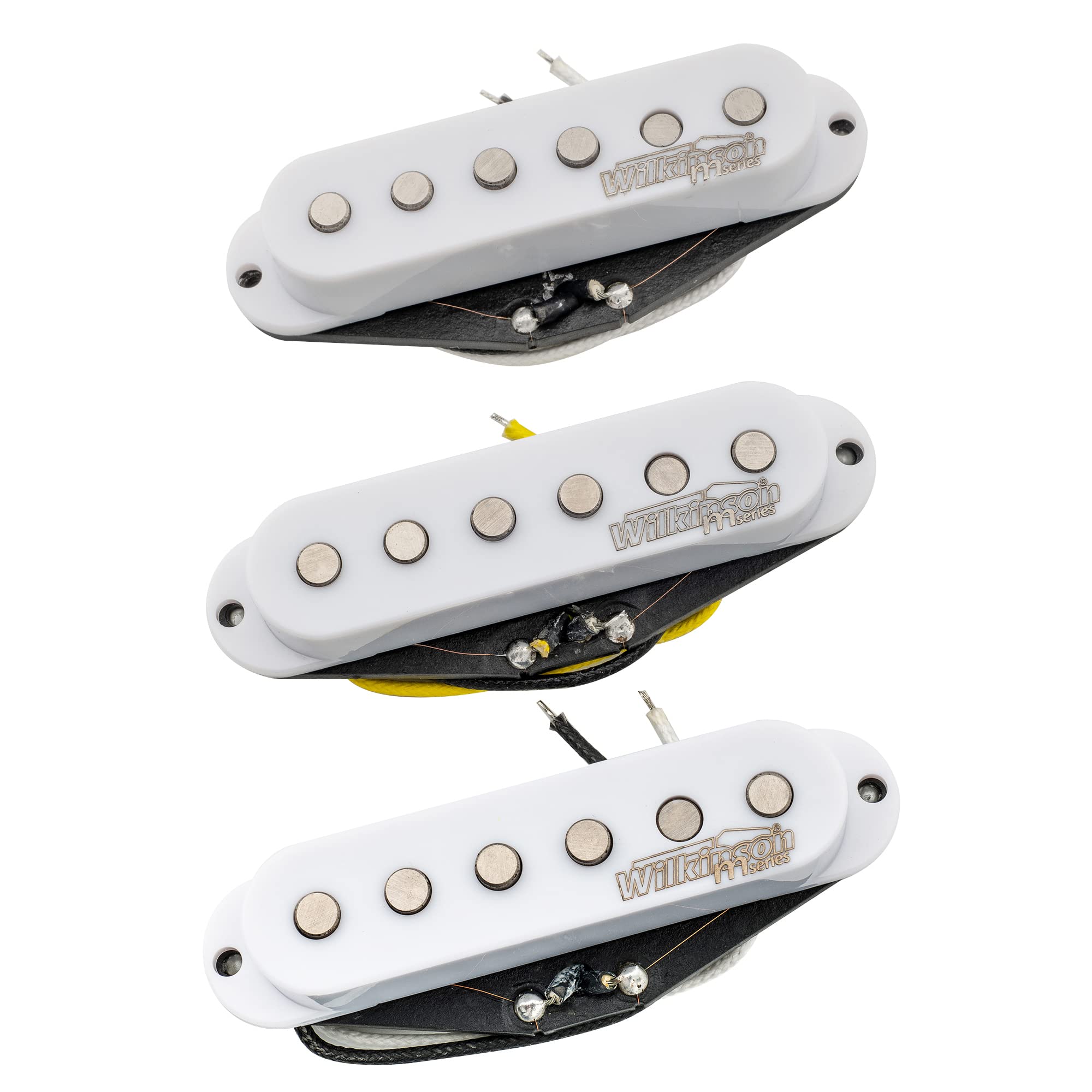 Wilkinson M Series High Output Alnico 5 Strat Single Coil Pickups Set for Stratocaster Electric Guitar, White
