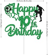 Gidobo 10th Birthday Cake Toppers Football Green Glitter Boys view 2