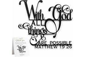 With God All Things Are Possible Metal Wall Art, Christian Bible Verse Scripture Sign Matthew 19:26, Inspirational Faith Meta