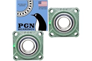 PGN UCF210-32 Pillow Block Bearing - Pack of 2 Square Flange Mounted Pillow Block Bearings - Chrome Steel Bearings with 2" Bo