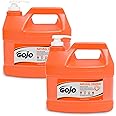 GOJO Natural* Orange Pumice Industrial Hand Cleaner, 1 Gallon Quick Acting Lotion Hand Cleaner with Pumice Pump Bottle (Pack of 2) - 0955-02