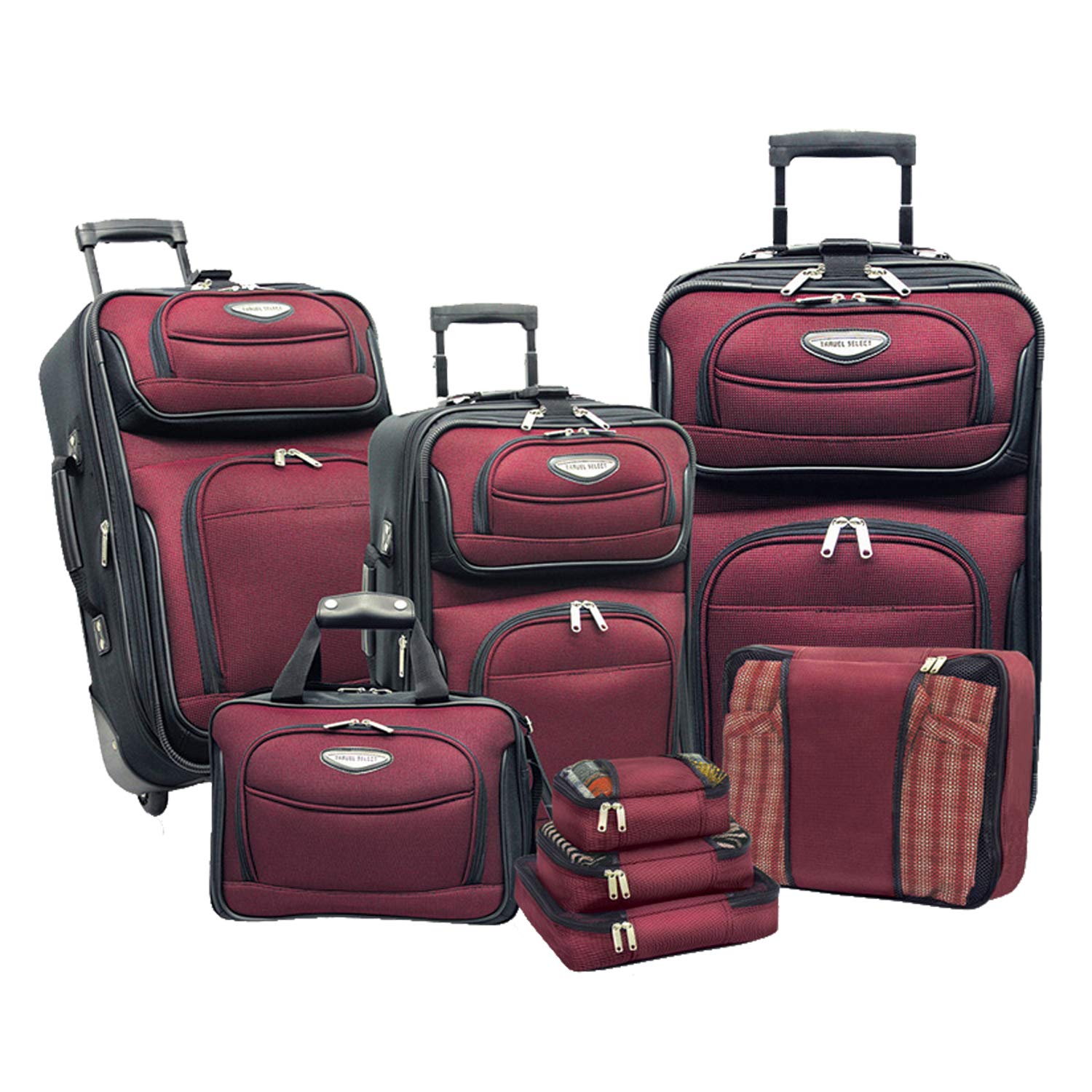 Travel Select Amsterdam Valigia Rigida Espandibile Con Ruote – Set Da 8 Pezzi, Colore Borgogna