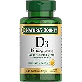 Nature's Bounty Vitamin D3 5000 IU Softgels, Rapid Release, Immune Support, Vitamin D Supplements, 240 Ct