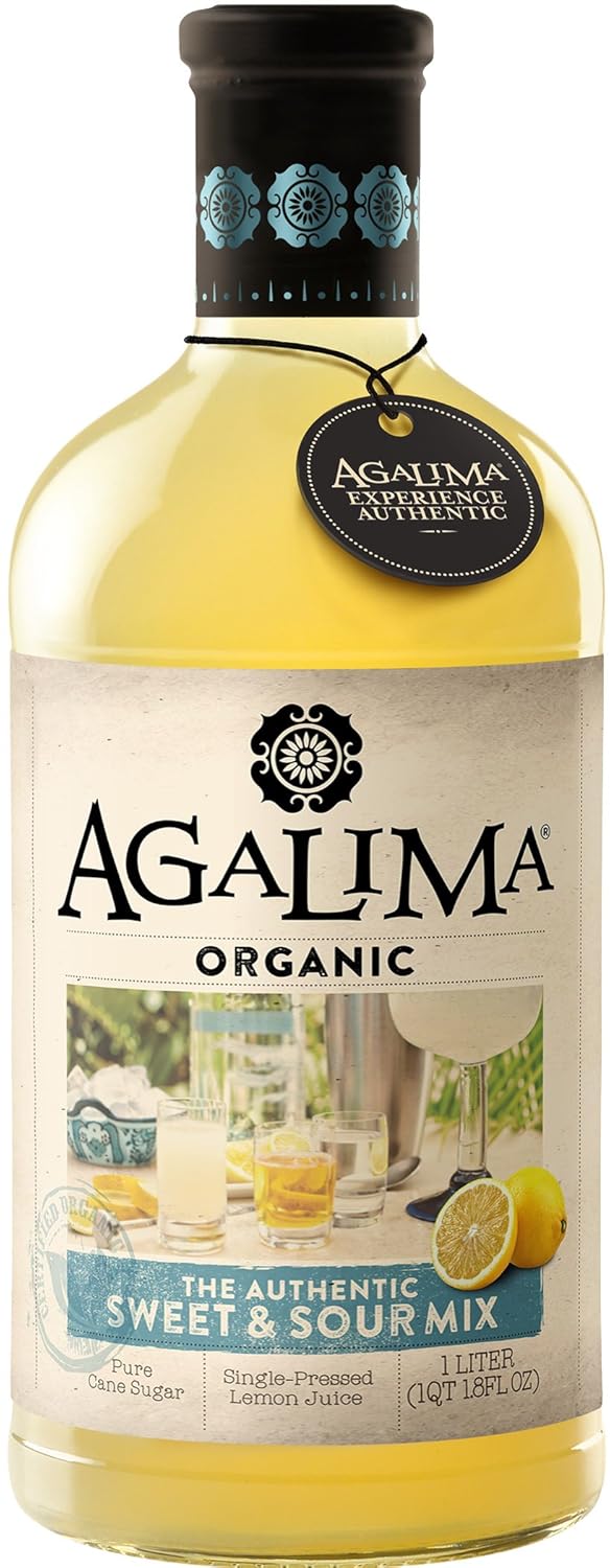 Agalima Organic Authenic Sweet & Sour Drink Mix, All Natural, 1 Liter (33.8 Fl Oz) Glass Bottle, Individually Boxed