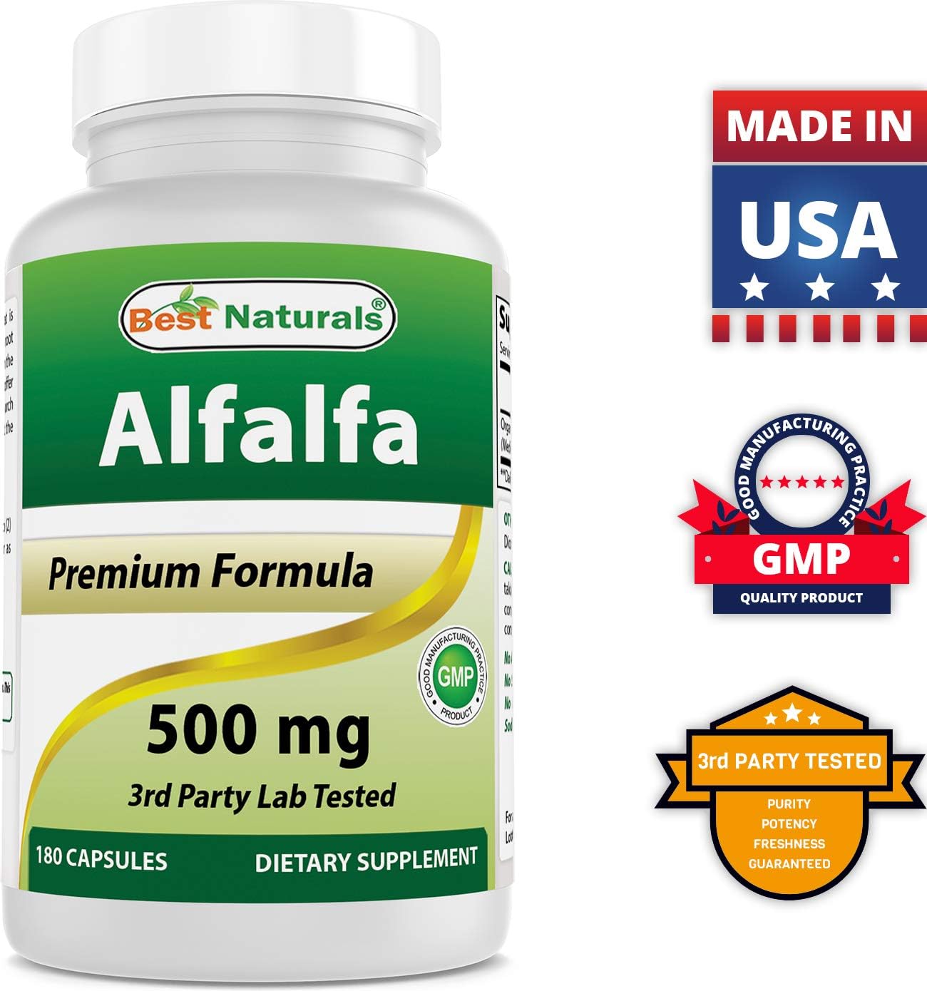 Best Naturals Alfalfa Green Super Food 500 mg 180 Capsules: Health & Personal Care