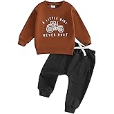 fhutpw Toddler Baby Boy Clothes Funny Letter Long Sleeve Sweatshirt Pullover Top Jogger Pants Fall Winter Outfits