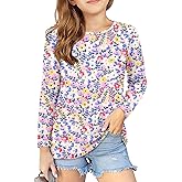storeofbaby Girls Long Sleeve Shirts Casual Crew Neck Tops Basic Tunic Blouses 5-14 Years