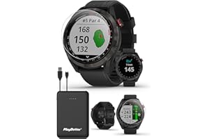 Garmin Approach S42 (Gunmetal/Black) Golf GPS Watch - Bundle with PlayBetter Portable Charger & HD Tempered Glass Screen Prot