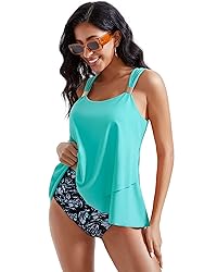 RXRXCOCO Women Tankini Bathing Suits Ruffle High