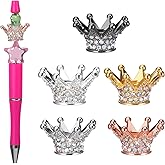 Ymapinc Bling Rhinestone Spacer Bead Spacers for Beaded Pens,5Pcs Crown Rhinestone Focal Beads for Pens, Beadable Pen Fancy Beads, DIY Craft Bead for Beadable Pen Jewelry Making Accessories