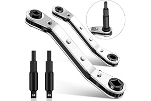 VORIGY 2pcs HVAC Service Wrench Set, 3/16" to 3/8" & 5/16" x 1/4", HVAC Tools with 2 Hex Bit Adapters for Air Conditioning and Refrigeration Equipment Repair