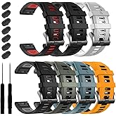 EZMVZKU 22mm Quickfit Sport Band for Garmin Fenix 8/8Pro 47mm/Fenix 7/7 Pro/6/6 Pro/5 Plus,Silicone Watchband Strap for Forerunner 970 965 955/Approach S70/quatix 8/tactix 8 47mm/Descent G2/G1 Solar