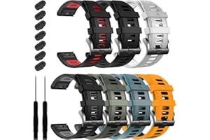 EZMVZKU 22mm Quickfit Sport Band for Garmin Fenix 8 47mm/Fenix 7/7 Pro/6/6 Pro/5 Plus,Silicone Watchband Strap for Forerunner 965 955/Approach S62/S70/tactix 8 47mm/Descent G2/MARQ Adventurer (Gen 2)