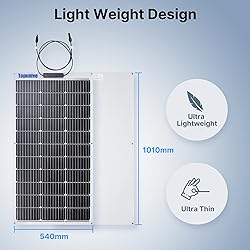 Topunive 2PCS 100W 12V Flexible Solar Panel 9BB