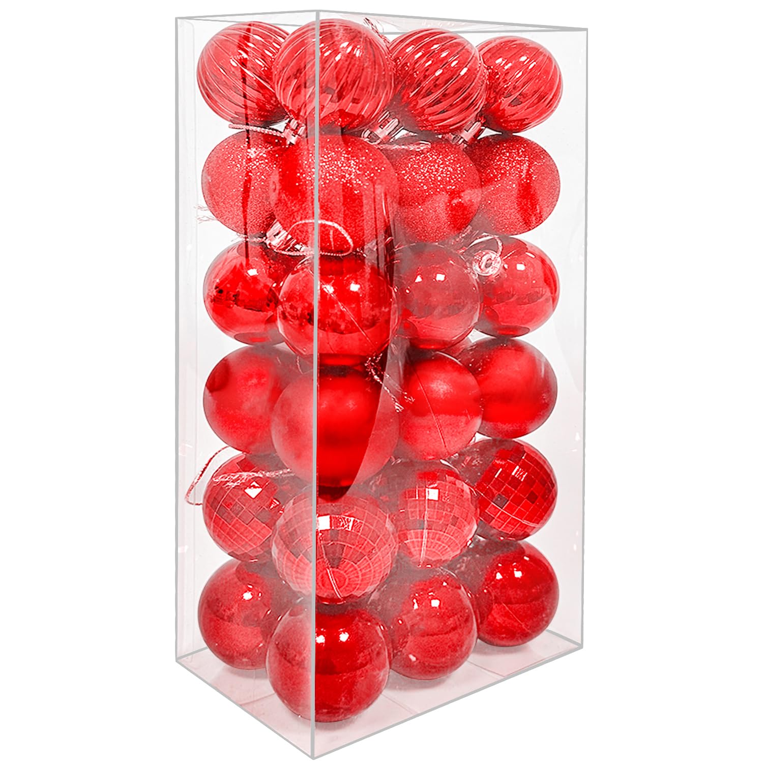 36PCS 4CM Christmas Balls Christmas Tree Decoration Baubles Ornaments Shatterproof Balls for Xmas Hanging Festive Holiday Home Decor, Red