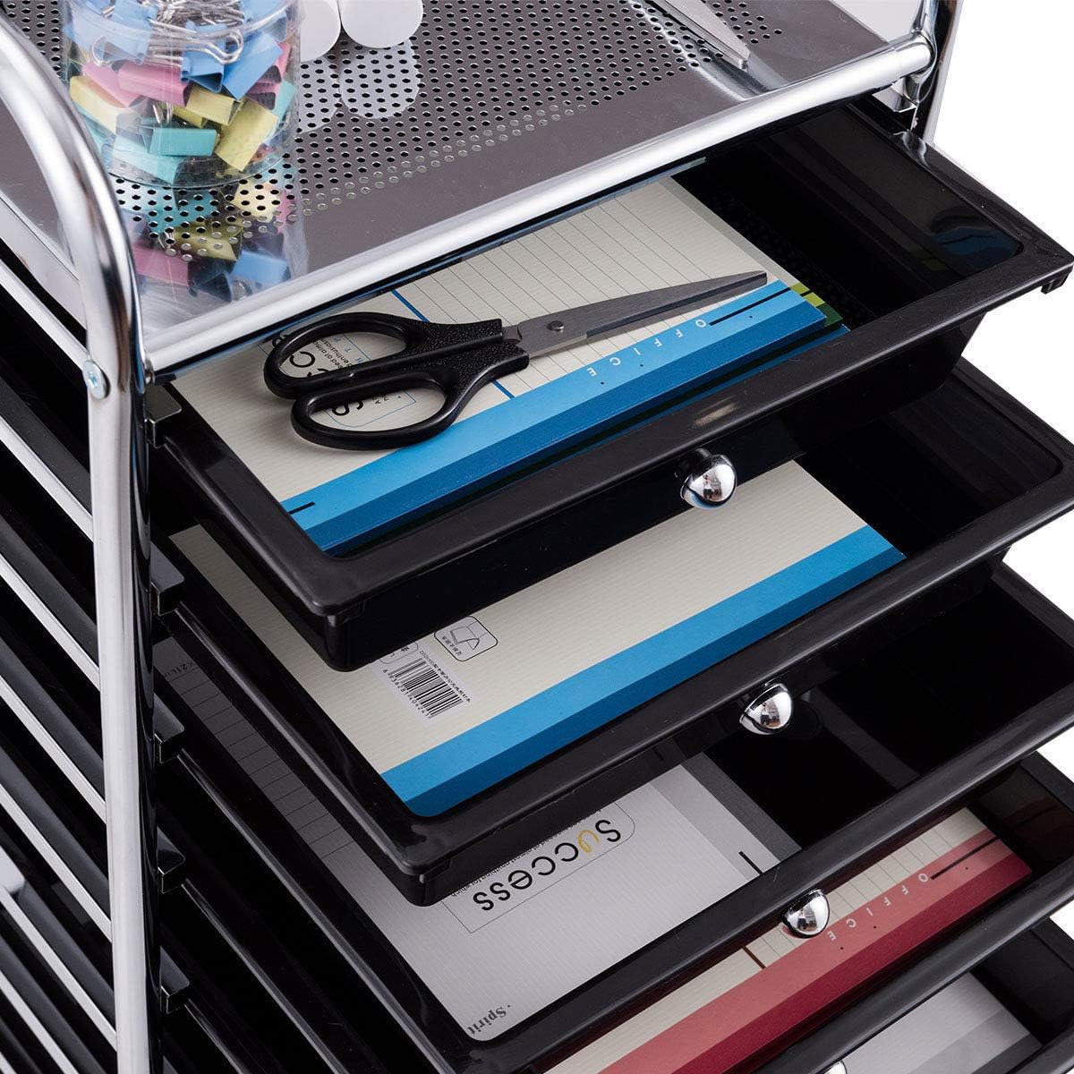 Giantex 10 Drawer Rolling Storage Cart Scrapbook Paper Office School Organizer (Black) : Office Products