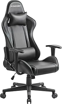 Amazon Co Jp 法人割引あり ゲーミングチェア パソコンチェア 180度リクライニング ハイバック ヘッドレスト ランバーサポート ひじ掛け付き 高さ調整機能 腰痛対策 耐荷重100kg レザー グレー 800caa ホーム キッチン