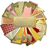 Shiney Metallic Design Paper Shagun Envelopes for Gifting Cash Sagan Lifafa Wedding, 19 X 9 cm for Diwali Birthday Wedding An