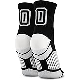 ChalkTalkSPORTS Custom Team Number Quarter Length Socks | Athletic Socks Black | Choose Your Number