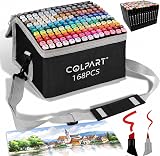 Colpart Dual Tip Marker Pens 168 Color Alcohol Markers Art Set Permanent