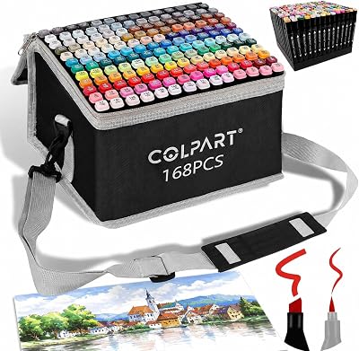 Colpart Dual Tip Marker Pens 168 Color Alcohol Markers Art Set Permanent