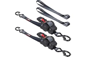 Strgenie Retractable Ratchet Straps12FT Automatic Ratchet Tie Down Straps Self Ratcheting Cargo Straps for Motorcycle, Truck,