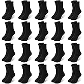 ZERULETS 20 Pairs Toddler Kids Crew Socks - Boys Girls Athletic Mid Calf Cut for School, 1-13 Years