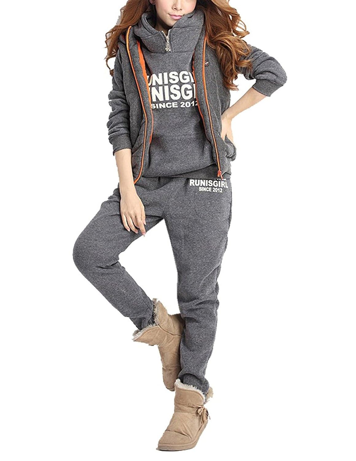 Tute da ginnastica da donna BYD da Donna Felpa Tute Felpa con Cappuccio Cappotto Pullover Tuta Training Ispessisce Abbigliamento Sportivo 3