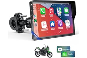WonVon 5 Inch Motorcycle Carplay GPS Navigation System with Apple Carplay and Android Auto Portable Screen with Dual Bluetoot