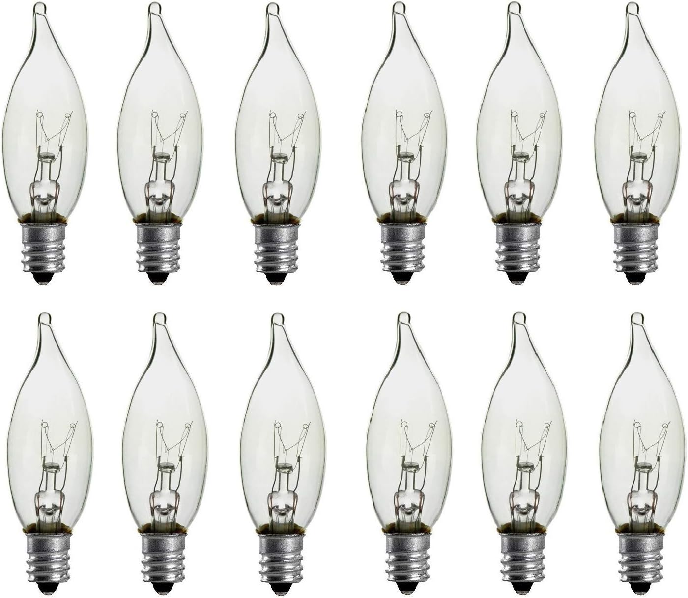 Bulbmaster 40 Watt Chandelier Light Bulbs Candelabra Base 120V 40W Flame Shaped Dimmable Clear Incandescent Chandelier Light Bulbs, E12 Base Lamps (Pack of 12)