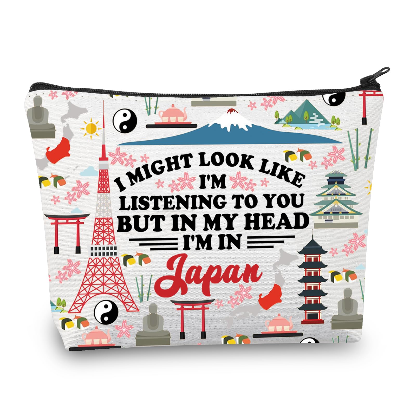 PLITI Japan Travel Gift Japan Trip Makeup Bag Japan Souvenir Gift Japanese Culture Gift Japan Vacation Gift Travel Love Gift (Might JapanU)