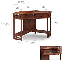 Leick Home 82431 Corner Computer Writing Desk with