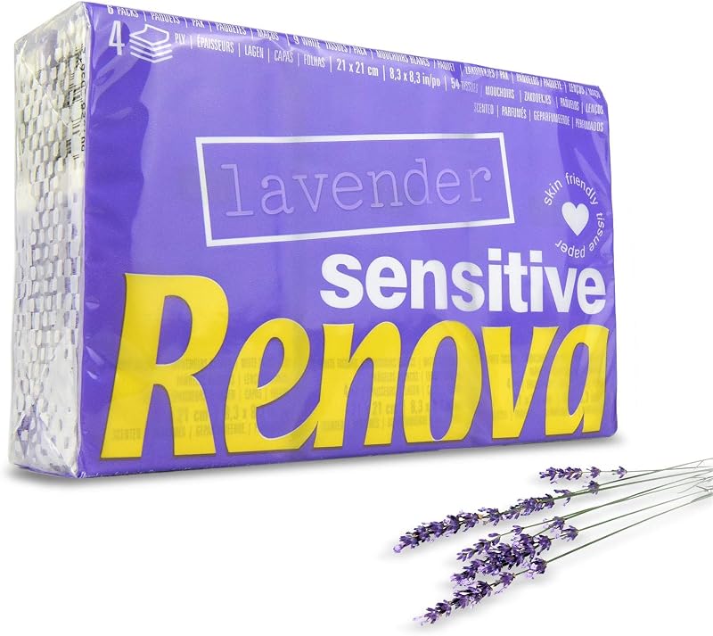 Pañuelos de Bolsillo Sensitive, 4 Capas, 6 Paquetes, Lavanda