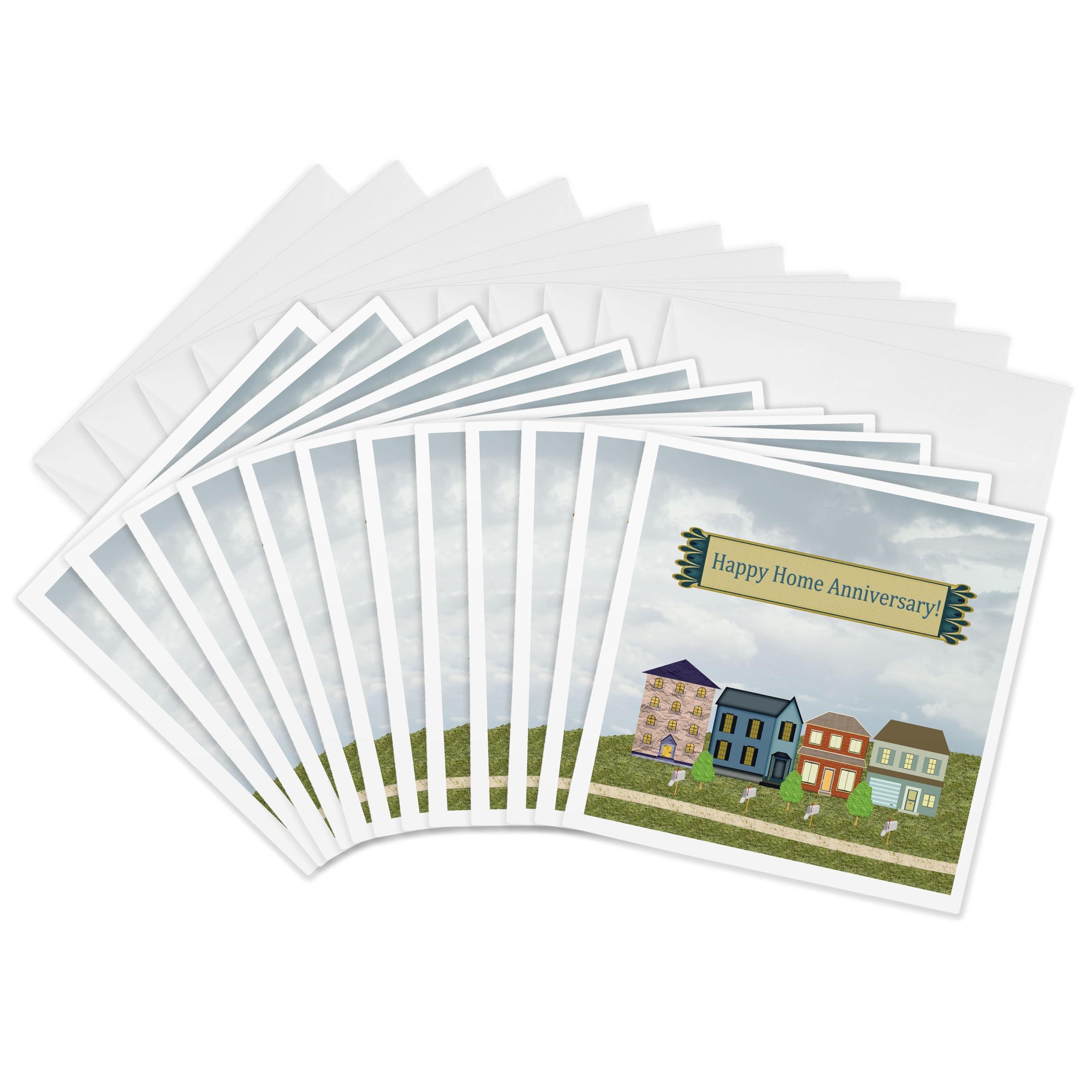 3dRose gc_240770_2 6 x 6-Inch "Home Anniversary, Realtor to Client, Family, Friends, Homes, Mailboxes" Greeting Card (Set of 12)