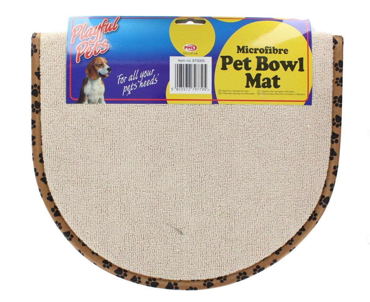 Ultimate Grey Microfibre Pet Bowl Mat - 48cm x 28cm (1 Pc.) - Quick-Drying, Super Absorbent & Mess-Free Solution for Every Pet Lover's Kitchen, Cream
