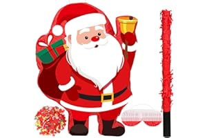 Harrycle Christmas Santa Claus 16 Inch Mexican Piata With Stick Blindfold and Confetti Pack Xmas Birthday Holiday Party Piata Game Favor