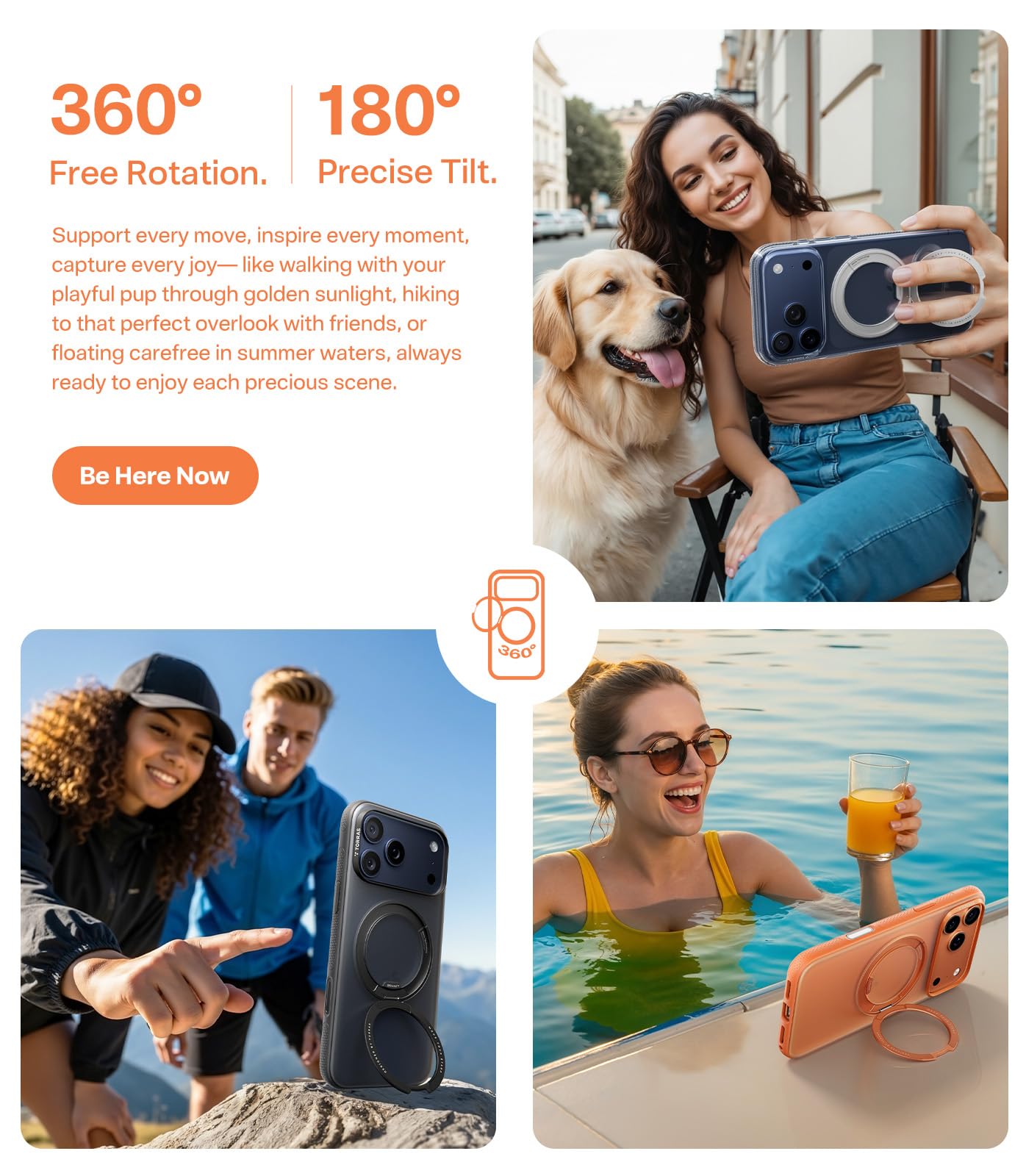 TORRAS 360 Magnetic Stand for iPhone 17 Pro Max Case, [Fit for MagSafe] [4X Military-Grade Protection] Slim Case for iPhone 17 Pro Max, 6.9