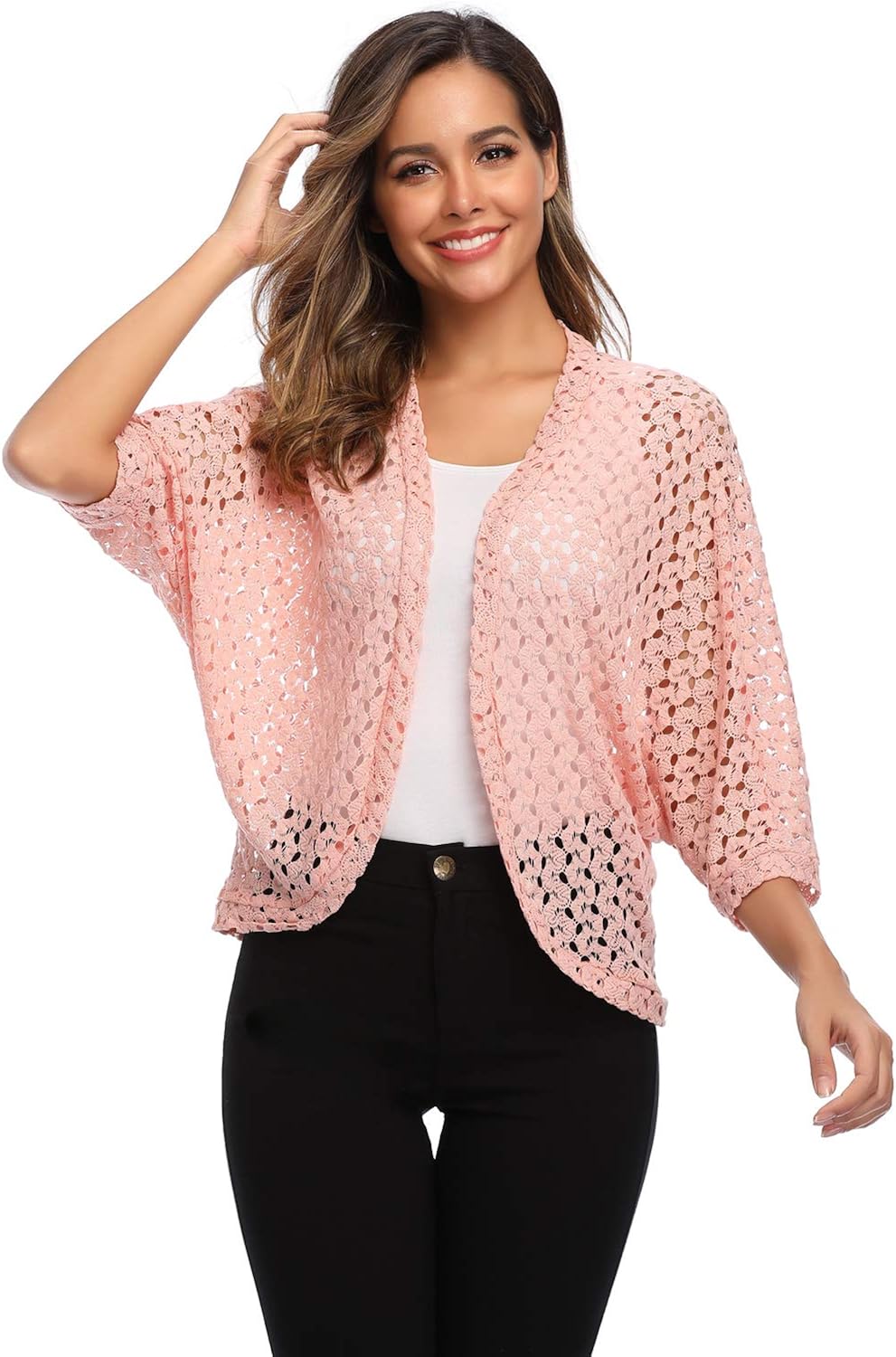 Femme Femme Gilet Cardigan Tricot Veste Boléro Transparent ...