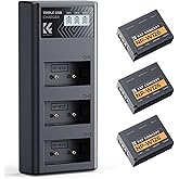 K&F CONCEPT 3-Pack NP-W126 NP-W126S Battery and Upgraded 3-Slot X Half Battery Charger Compatible with Fujifilm XM5, X Half, Xe5, X100VI, X100V, XS10, XT30, XT30 II, XT20, XE4, A5 Cameras