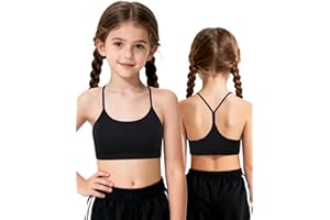 IMUCCI Seamless Sports Bra for Girls Teens Spaghetti Strap Y Back Training Bra Comfort Crop Top with Removable Padding
